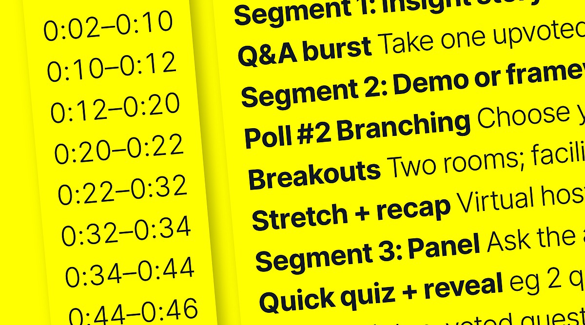 Graphic showing a run of show