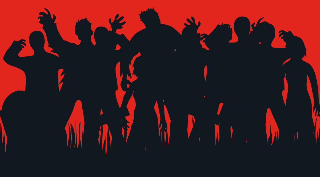 Graphic of menacing zombies