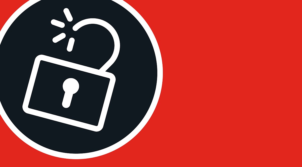 Graphic of a unlocked computer padlock